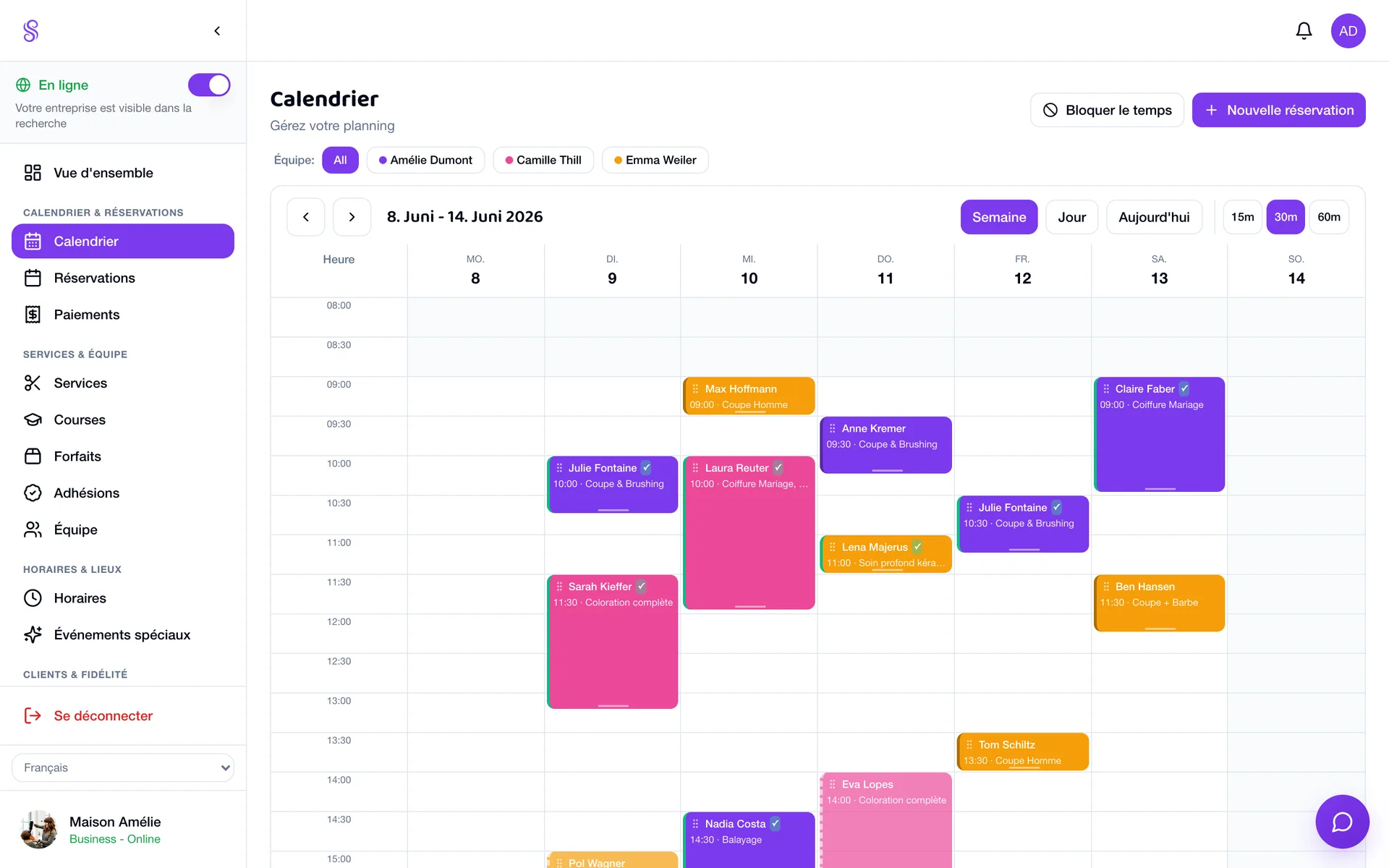 Staff scheduling calendar