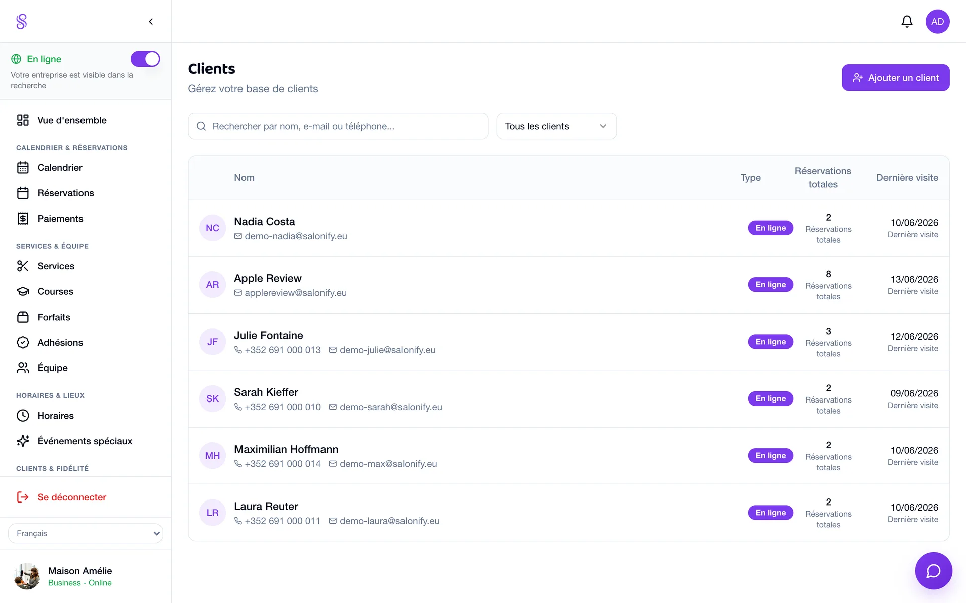 Salonify customer CRM